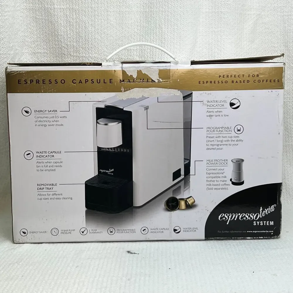 Espressotoria Caprista Capsule Espresso Machine White Open Box CMMCXSTCSM